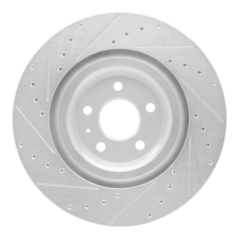 Audi S8 Brake Rotor (1) - Rear Right - R1 Concepts - Drilled & Slotted - Silver - `17-`25